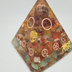 Green Savannah - A Four Sided Base Orgonite Pyramid - 9.3cm x 11.2cm; height 9cm