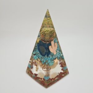 Turquoise Temple - A Five Sided Base Orgonite Pyramid - 5cm x 12cm; height 11.5cm